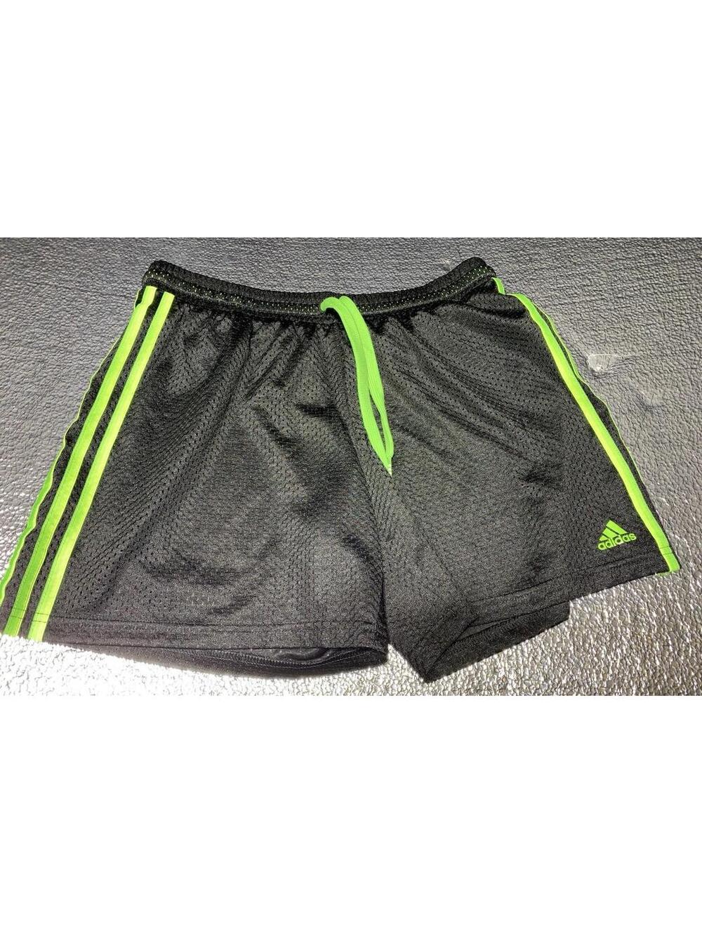 Classic Adidas Women’s Running Shorts Medium Black Neon Yellow Trim Mesh Panels